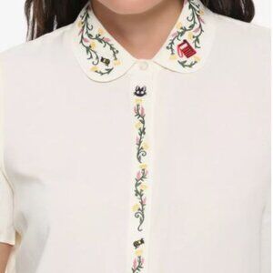 Studio Ghibli Kiki's Delivery Service Floral Girls Woven Button-Up sz L